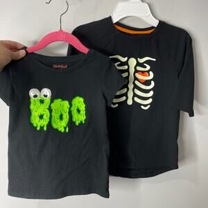 Cat & Jack Girls 2 Piece Bundle of Halloween Tops Glow In The Dark Size XS/S